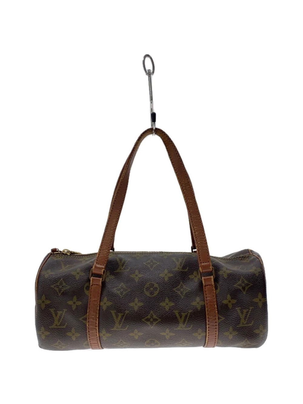 Louis Vuitton Papillon Canvas Top Handle Bag Leather Brown